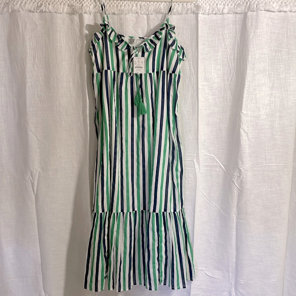 JCrew-Striped Green and White blue maxi dress